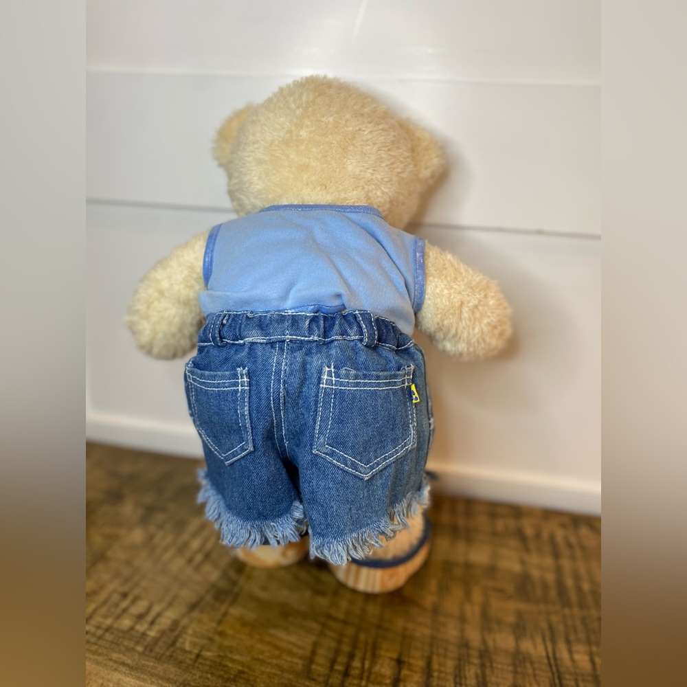 Build-A-Bear White Plush Bear – 15" w/ Angel Shirt & Denim Sandals